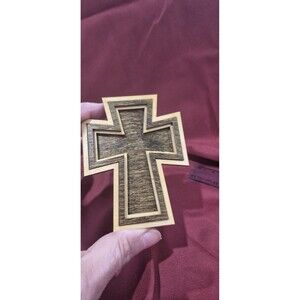 Tim Weberding Wooden Cross Trinket Dish Hand Carved Religious Collectible Art 4"